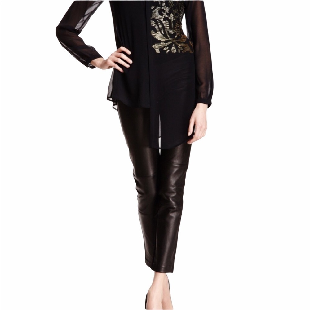 Yoana Baraschi Leather Side Zip Waist Pants Black